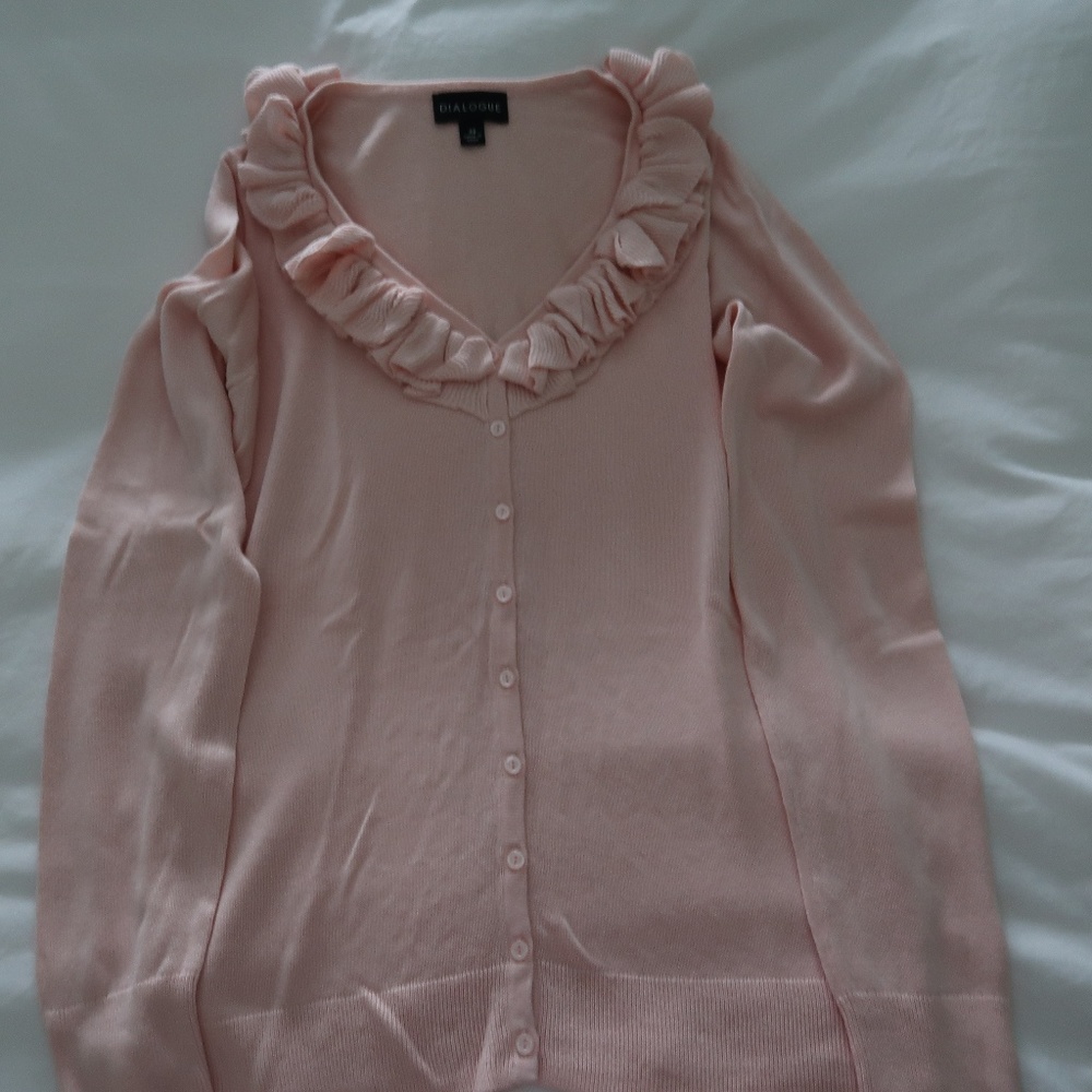 Dialogue Soft Pink Sweater with Collar Detail